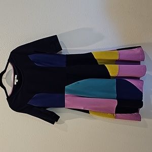 Boden Alice Ponte Women's 10 Navy Blue Color Block Fit & Flare Dress